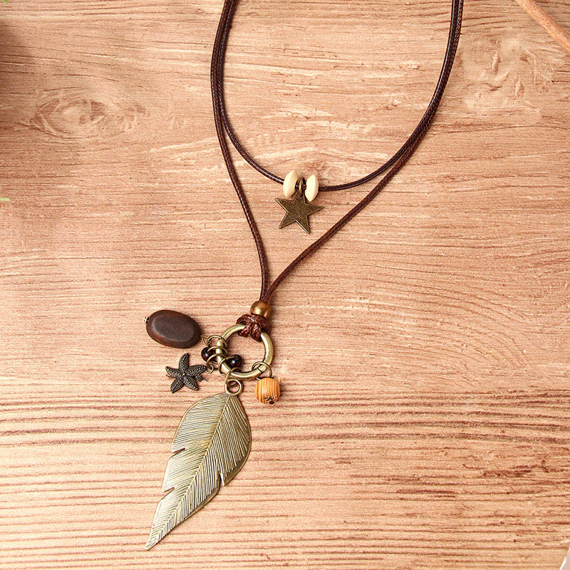 Bohemian Feather Charm Necklace - greatdealsin