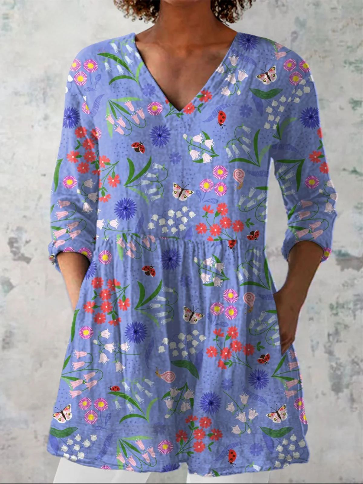 Long Blouse  V-Neck with Relaxed Fit - greatdealsin