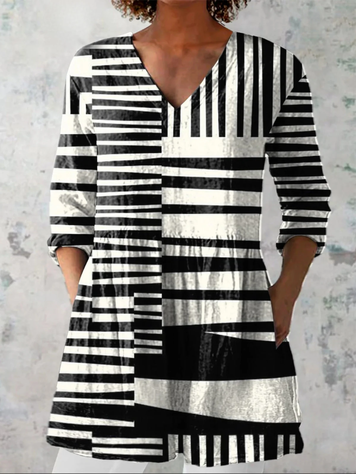 Long Blouse Oversized V-Neck - greatdealsin
