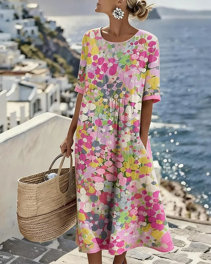 ELEGANT FLORAL SUMMER MIDI DRESS - greatdealsin