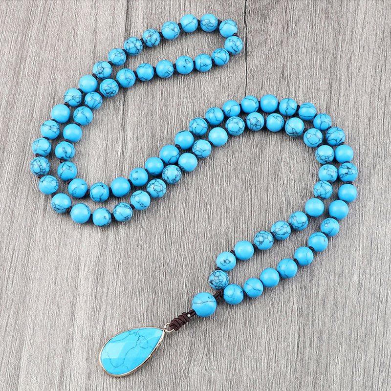 Ethnic Style Turquoise Water Drop Pendant Necklace - greatdealsin