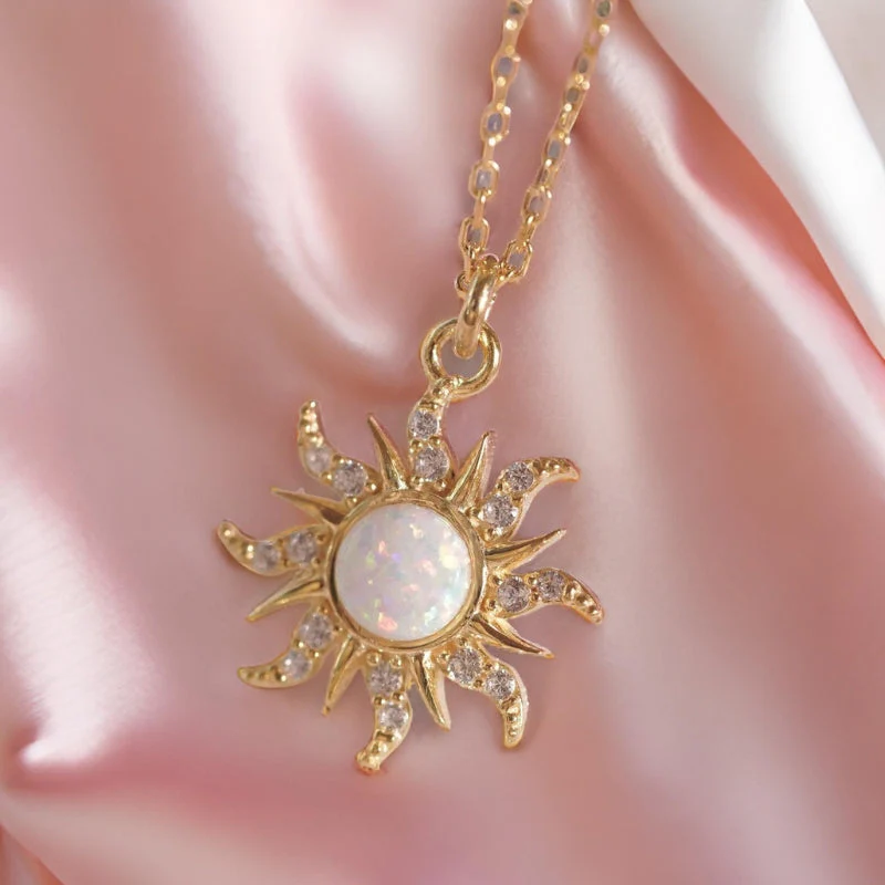 White Opal Sun Jewelry-Necklace Bracelet Ring - greatdealsin