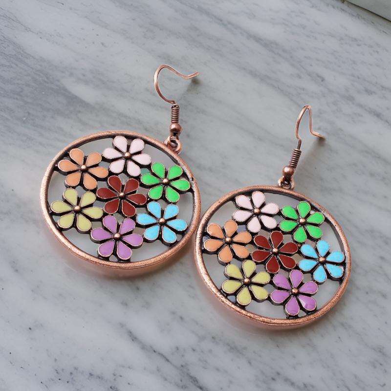 Flower Power BOHO Hoop Drop Earrings - greatdealsin