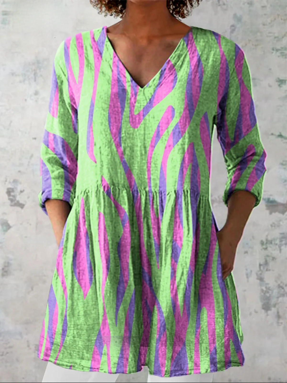 Vibrant Blouse with V-Neck - greatdealsin