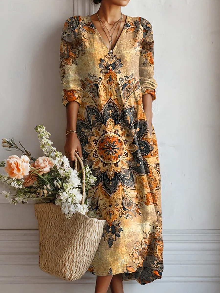 Watercolor Floral Comfort Dress - greatdealsin