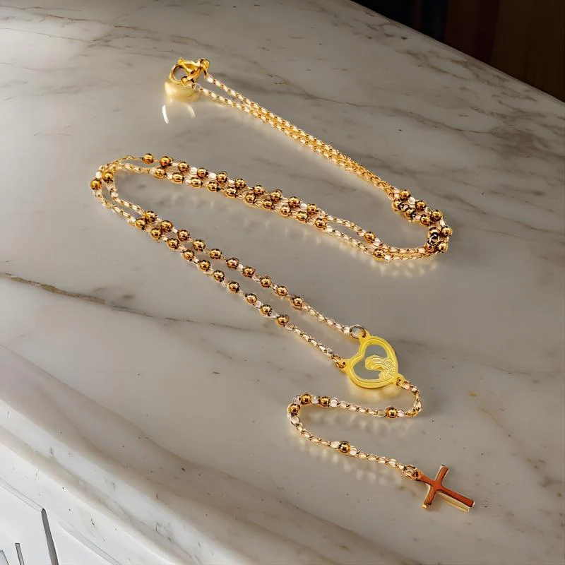 Gold Beads Virgin Mary Necklace - greatdealsin