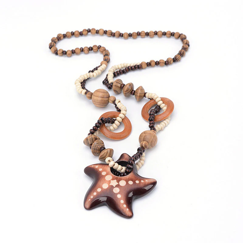 Retro Ethnic Style Wooden Necklace - greatdealsin