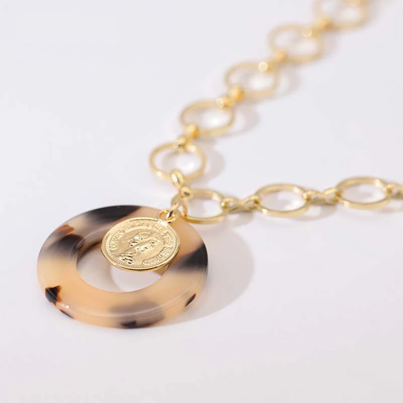 Leopard Print Resin Necklace - greatdealsin