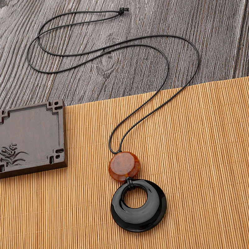 Natural Black Stone Simple Necklace - greatdealsin