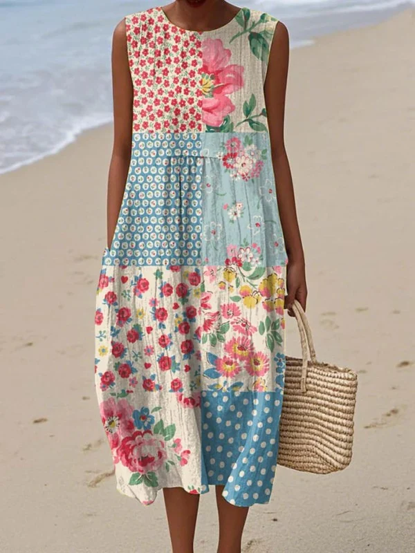 Patchwork Midi Dress - greatdealsin
