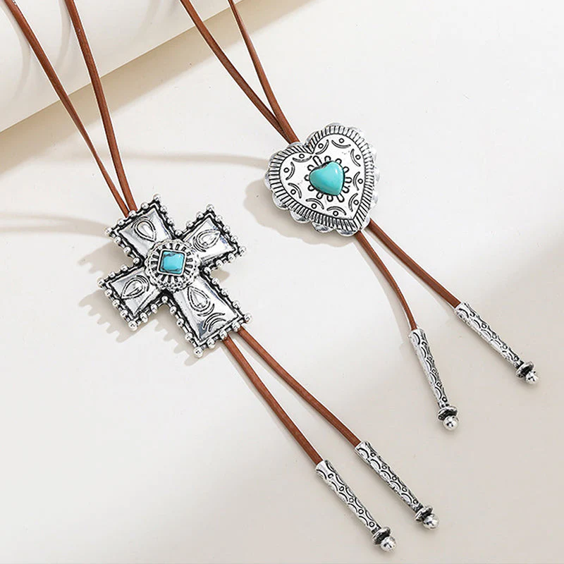 Retro Cross Love Leather Cord Necklace - greatdealsin