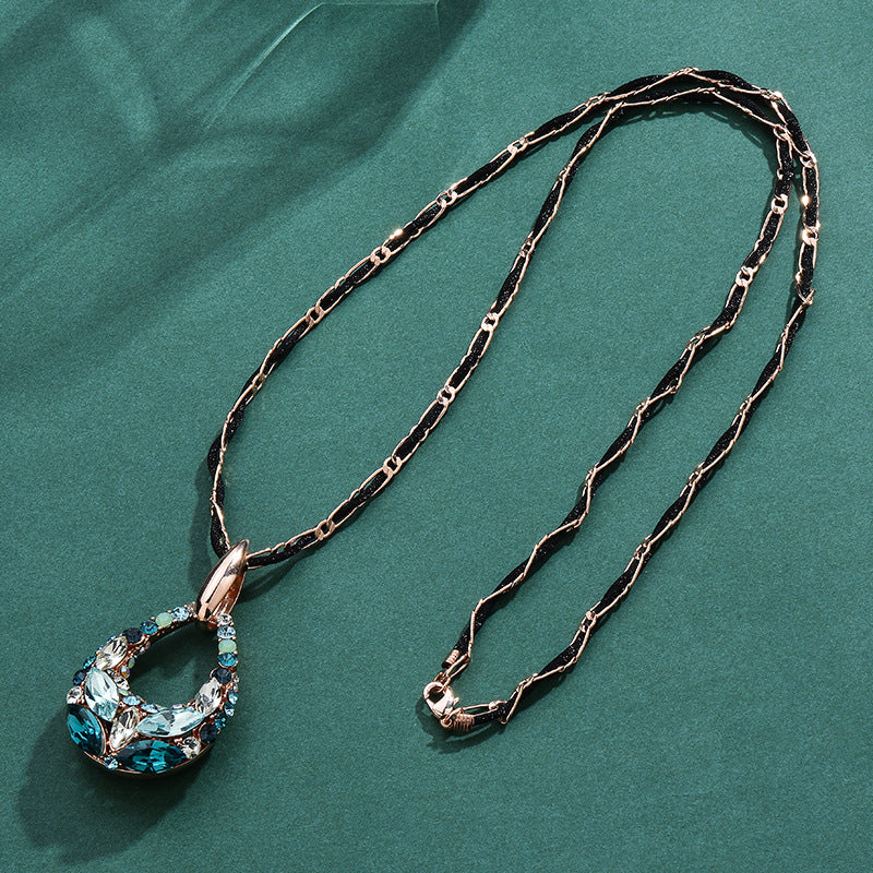 Fashionable Rhinestone Versatile Long Necklace - greatdealsin