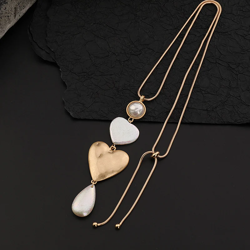 Vintage Heart Pendant Long Necklace - greatdealsin