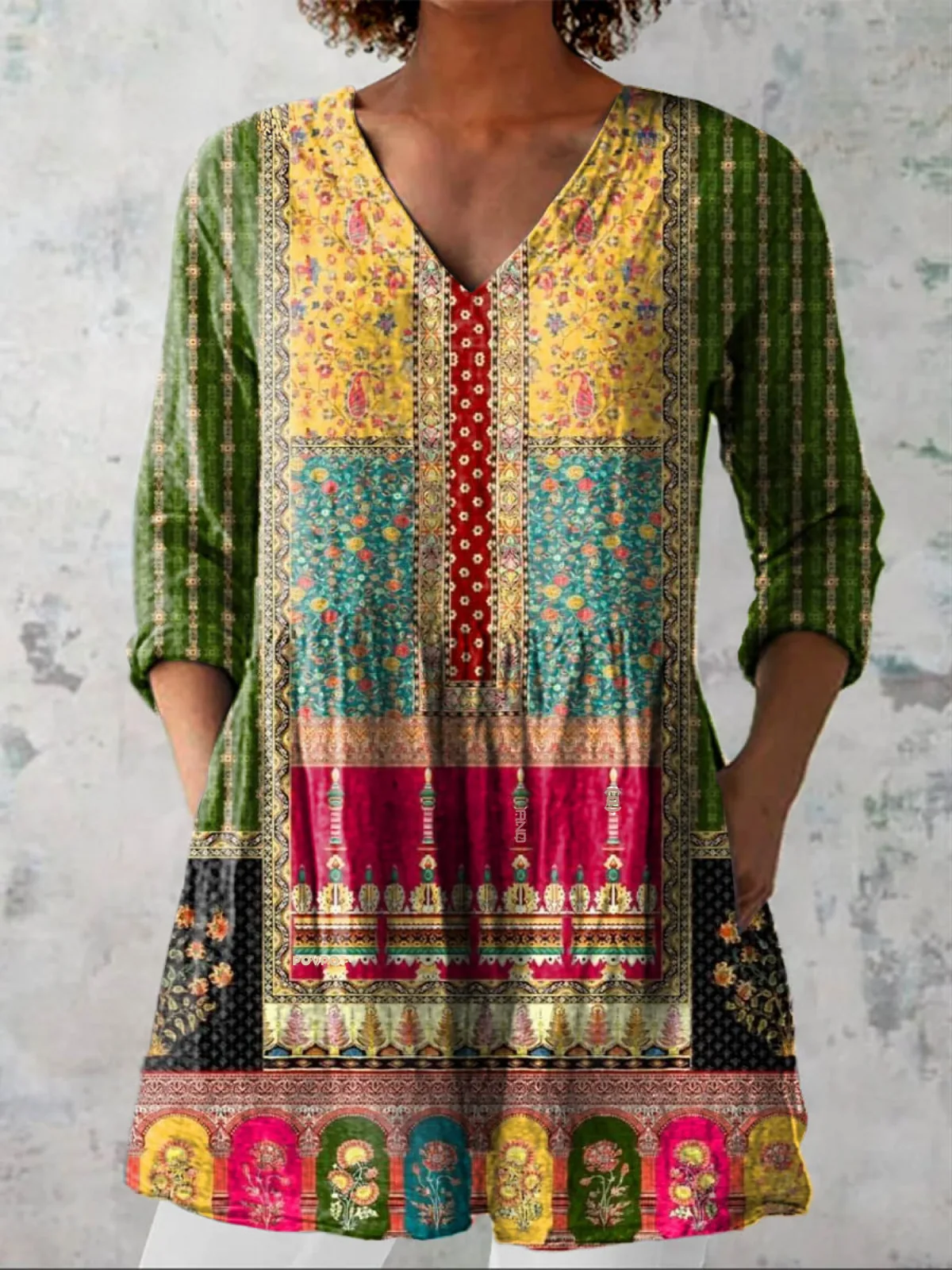 V-Neck Long Blouse - greatdealsin