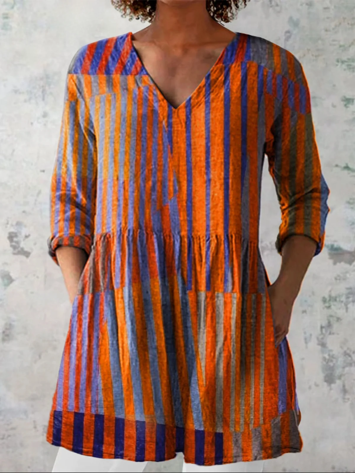 Long Blouse with V-Neck Lightweight - greatdealsin