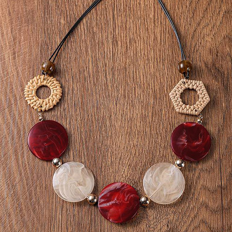 Rattan Acrylic Disc Necklace - greatdealsin
