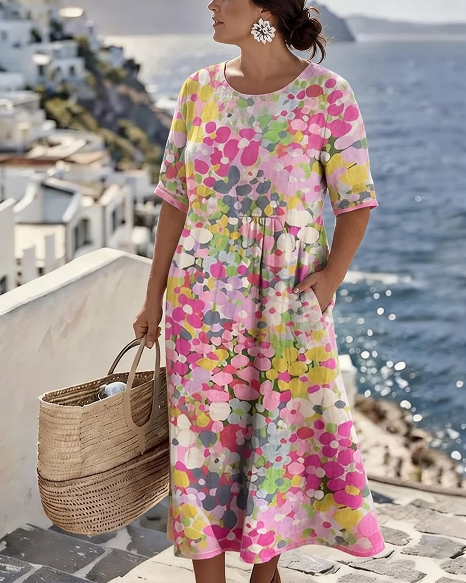 ELEGANT FLORAL SUMMER MIDI DRESS - greatdealsin