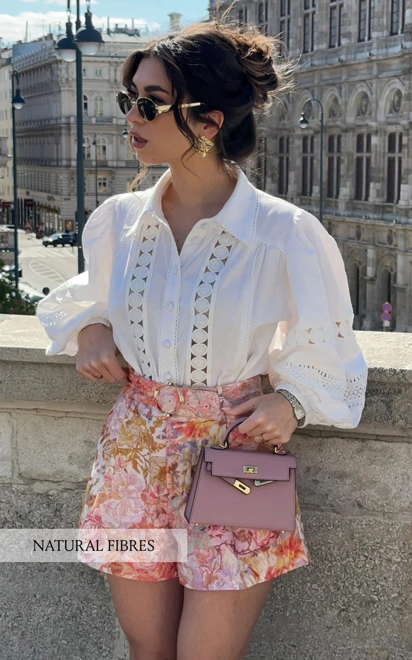 High Waisted Belted Tailored Shorts in Morocco Print - greatdealsin