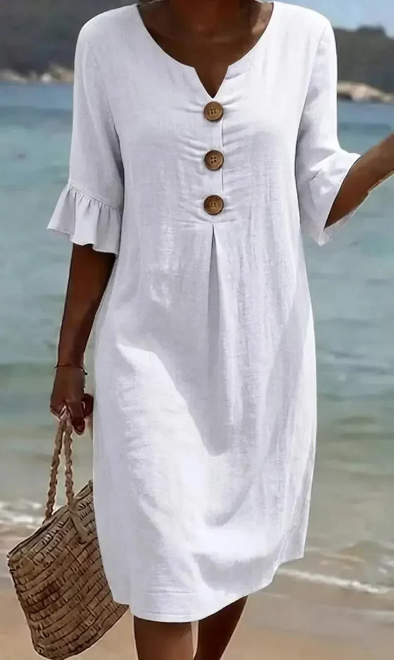 Shift Dress with Puff Sleeves - greatdealsin