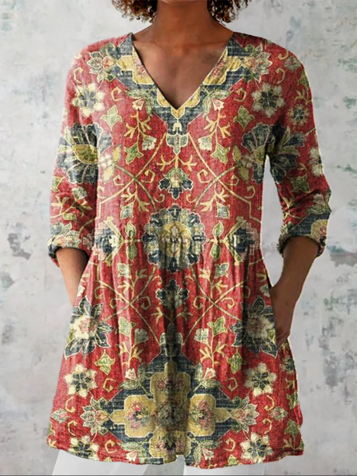 Breathable Long Blouse with V-Neck - greatdealsin
