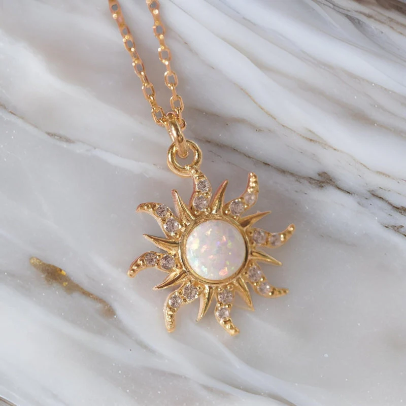 White Opal Sun Jewelry-Necklace Bracelet Ring - greatdealsin