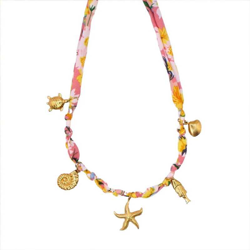 Ocean Multi-Decor Ribbon Necklace - greatdealsin