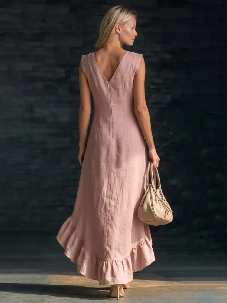 Sleeveless Maxi Dress with Ruffle Hem - greatdealsin