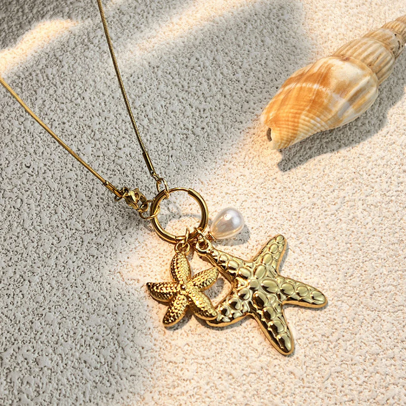 Golden Starfish Pendant Necklace - greatdealsin