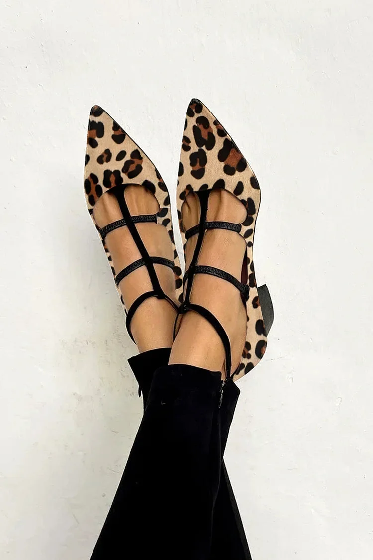Elegant Heel with Leopard Print Pointed‑toe - greatdealsin