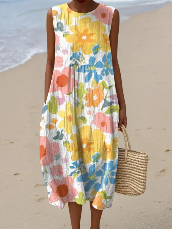 Pastel Floral Midi Dress - greatdealsin