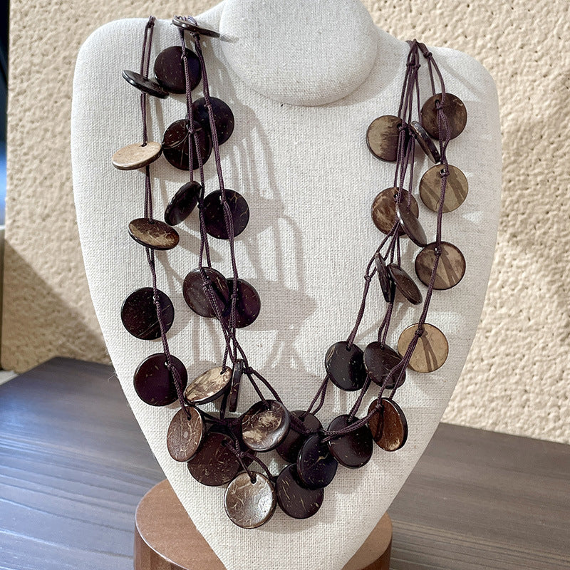 Coconut Shell Multi-Layered Necklace - greatdealsin