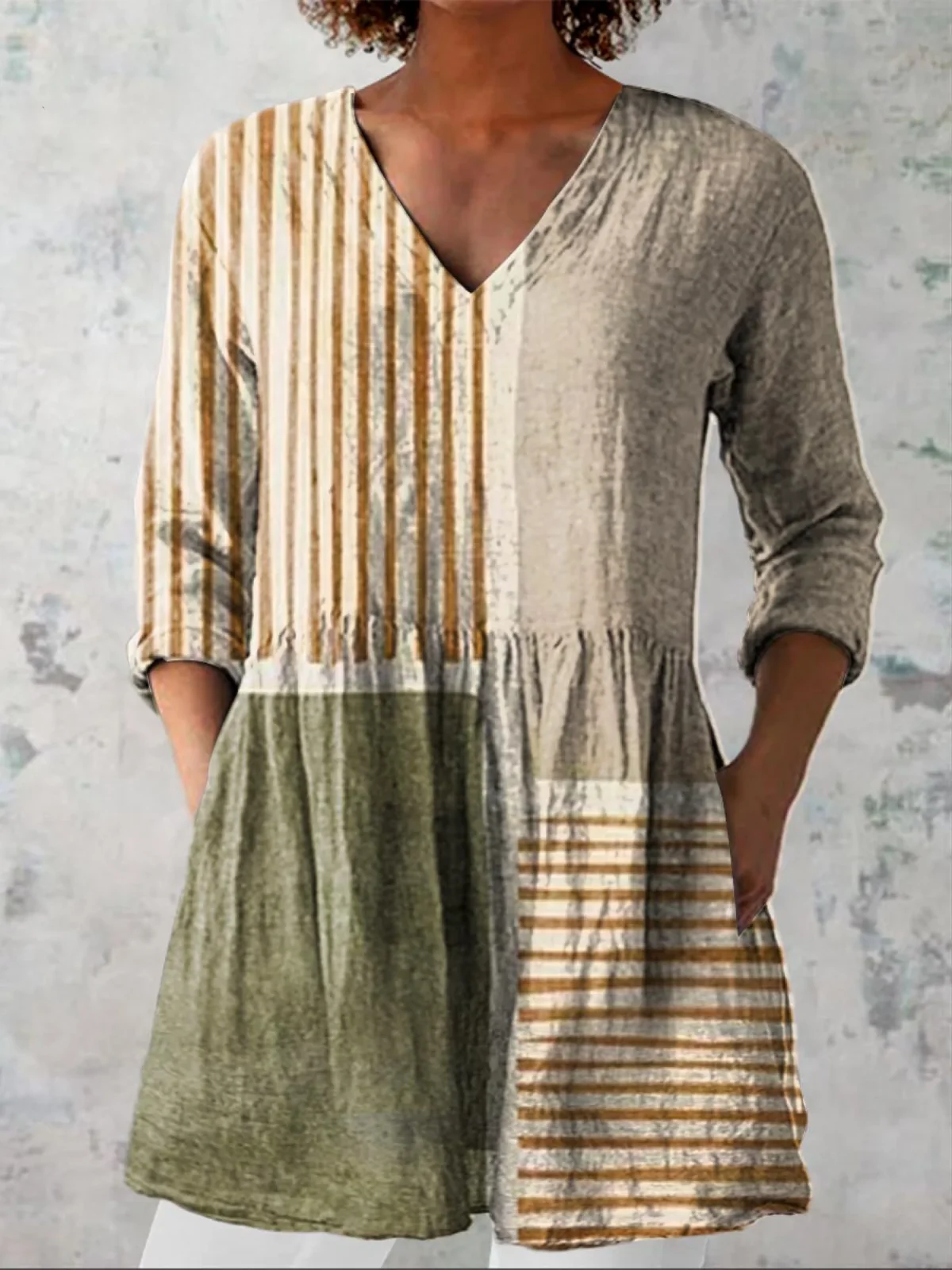 Long Blouse with V-Neck Hippie Style - greatdealsin