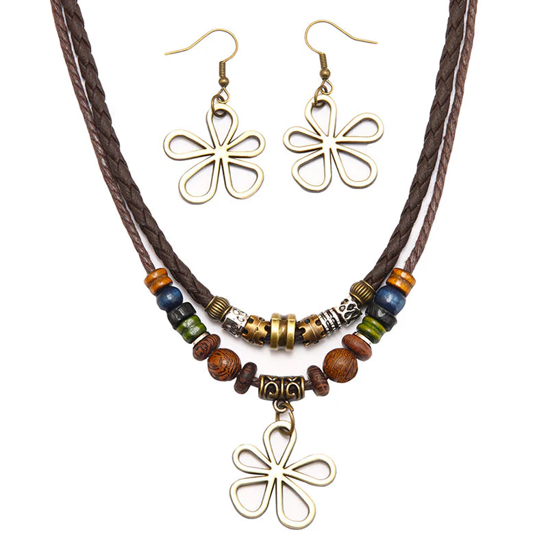 Boho Bloom Pendant Necklace Set - greatdealsin