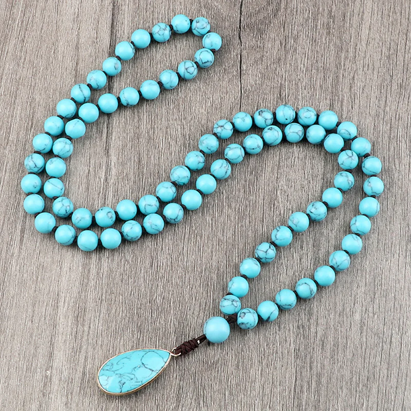 Ethnic Style Turquoise Water Drop Pendant Necklace - greatdealsin