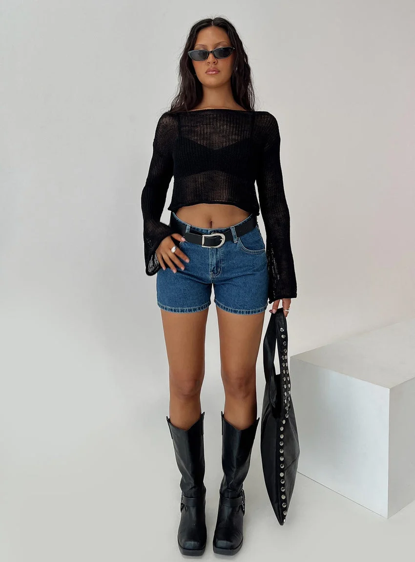 Shorts Mid Blue Denim - greatdealsin
