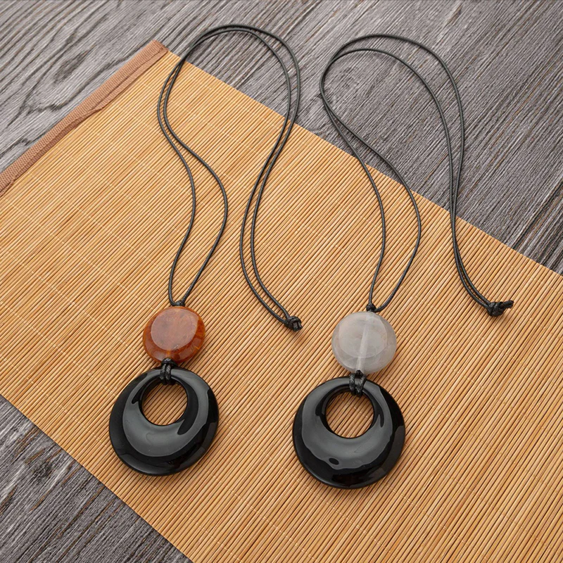 Natural Black Stone Simple Necklace - greatdealsin